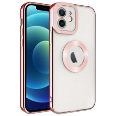 iPhone 11 Kılıf Kamera Korumalı Logo Gösteren Omega Kapak Mavi Açık