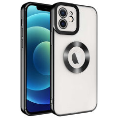 iPhone 11 Kılıf Kamera Korumalı Logo Gösteren Omega Kapak Gümüş