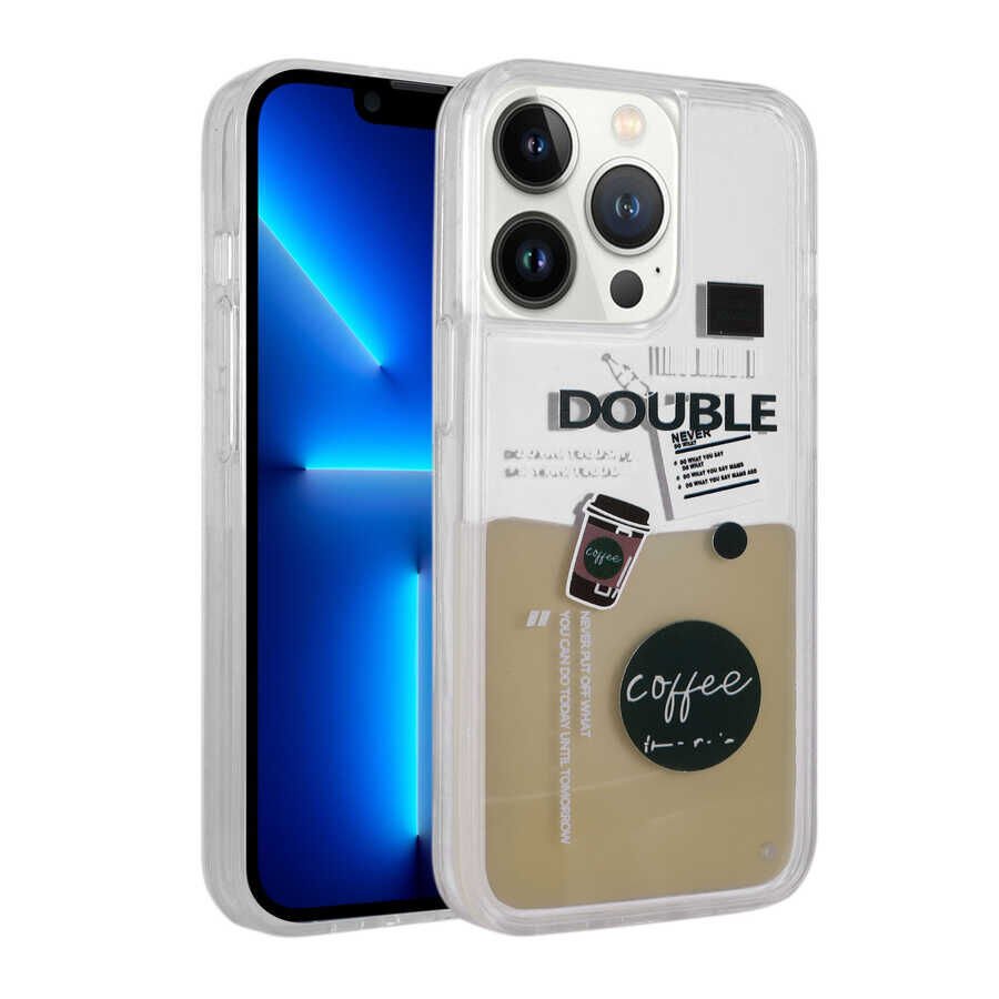 iPhone 14 Pro Max Kılıf Desenli Sıvılı Drink Silikon Kapak