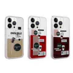 iPhone 14 Pro Max Kılıf Desenli Sıvılı Drink Silikon Kapak