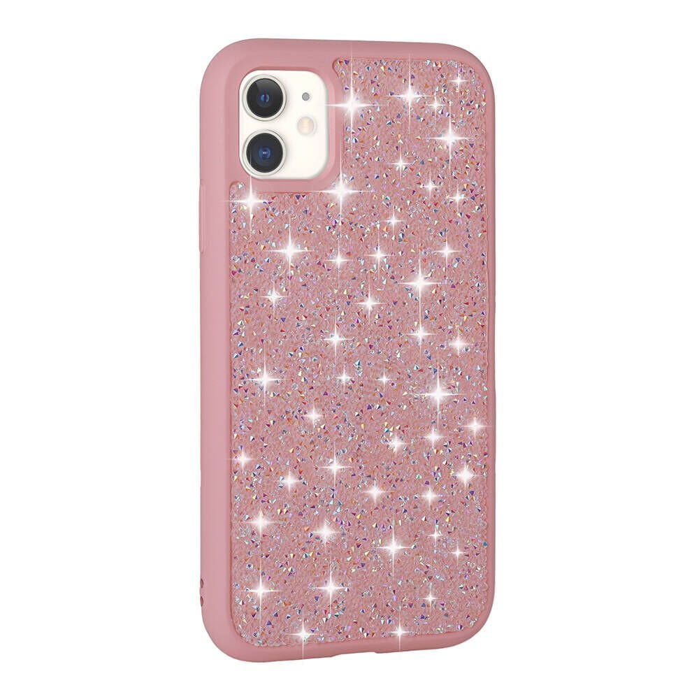 iPhone 11 Kılıf Parlak Taşlı Tasarım Pırlanta Kapak Pembe