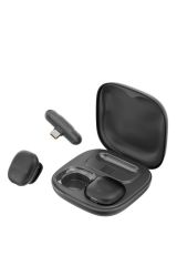 02 Siyah AI Destekli ANC Gürültü Önleyici Şarj Kutulu Kablosuz Yaka Mikrofonu