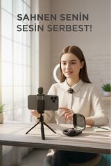 02 Siyah AI Destekli ANC Gürültü Önleyici Şarj Kutulu Kablosuz Yaka Mikrofonu