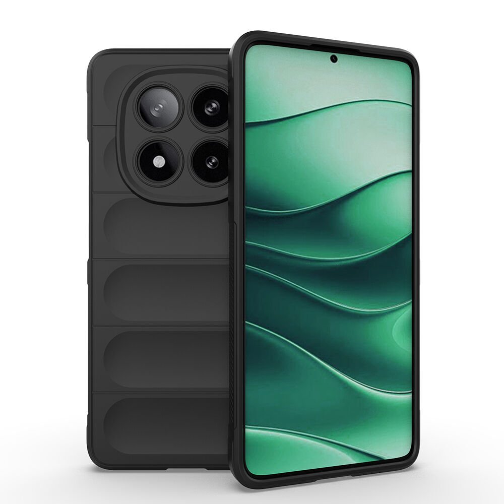 Xiaomi Redmi Note 14 5G Kılıf Esnek TPU Oyuklu Arka Yüzey Tasarımlı Etnik Silikon Kapak Siyah