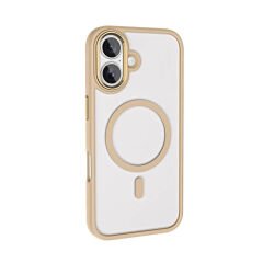 iPhone 16 Kılıf Wireless Şarj Özellikli Krom Magsafe Silikon Kapak