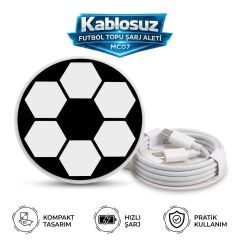 Fotbol Topu Tasarimli Manyetik Hızlı Kablosuz Şarj Pedi - iPhone MagSafe & Android Uyumlu Şarj Aleti