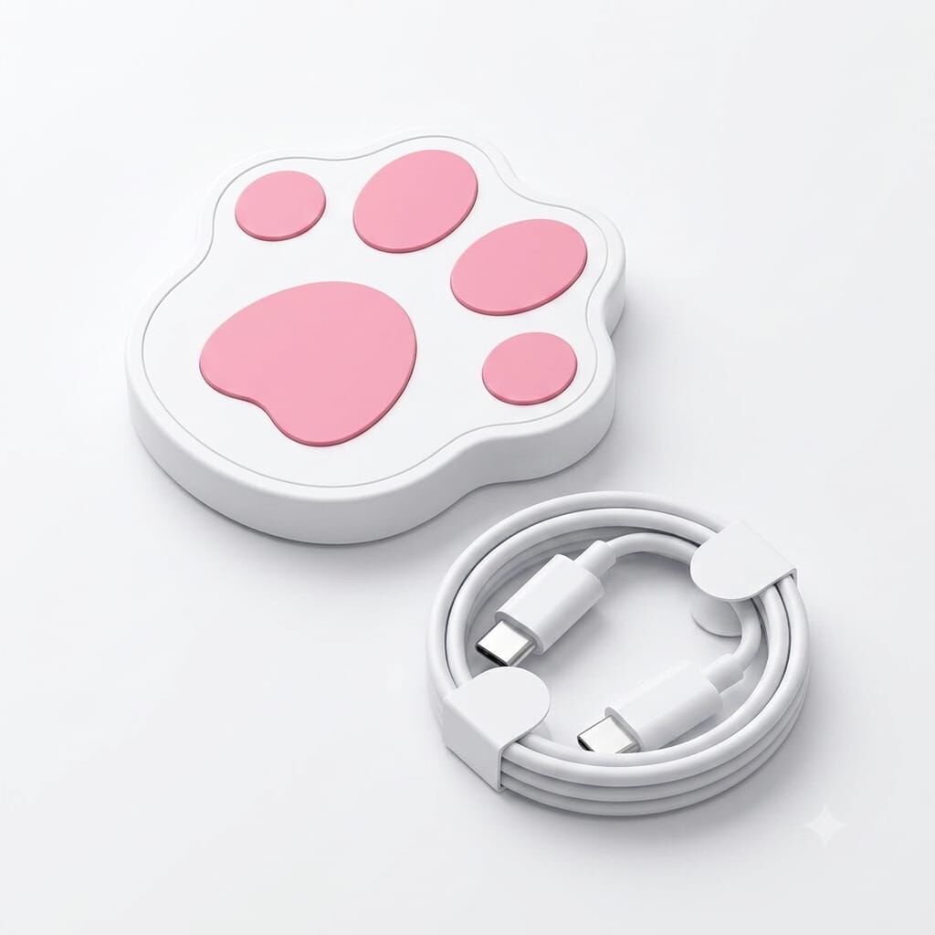 Kedi Pati Tasarimli Manyetik Hızlı Kablosuz Şarj Pedi - iPhone MagSafe & Android Uyumlu Şarj Aleti