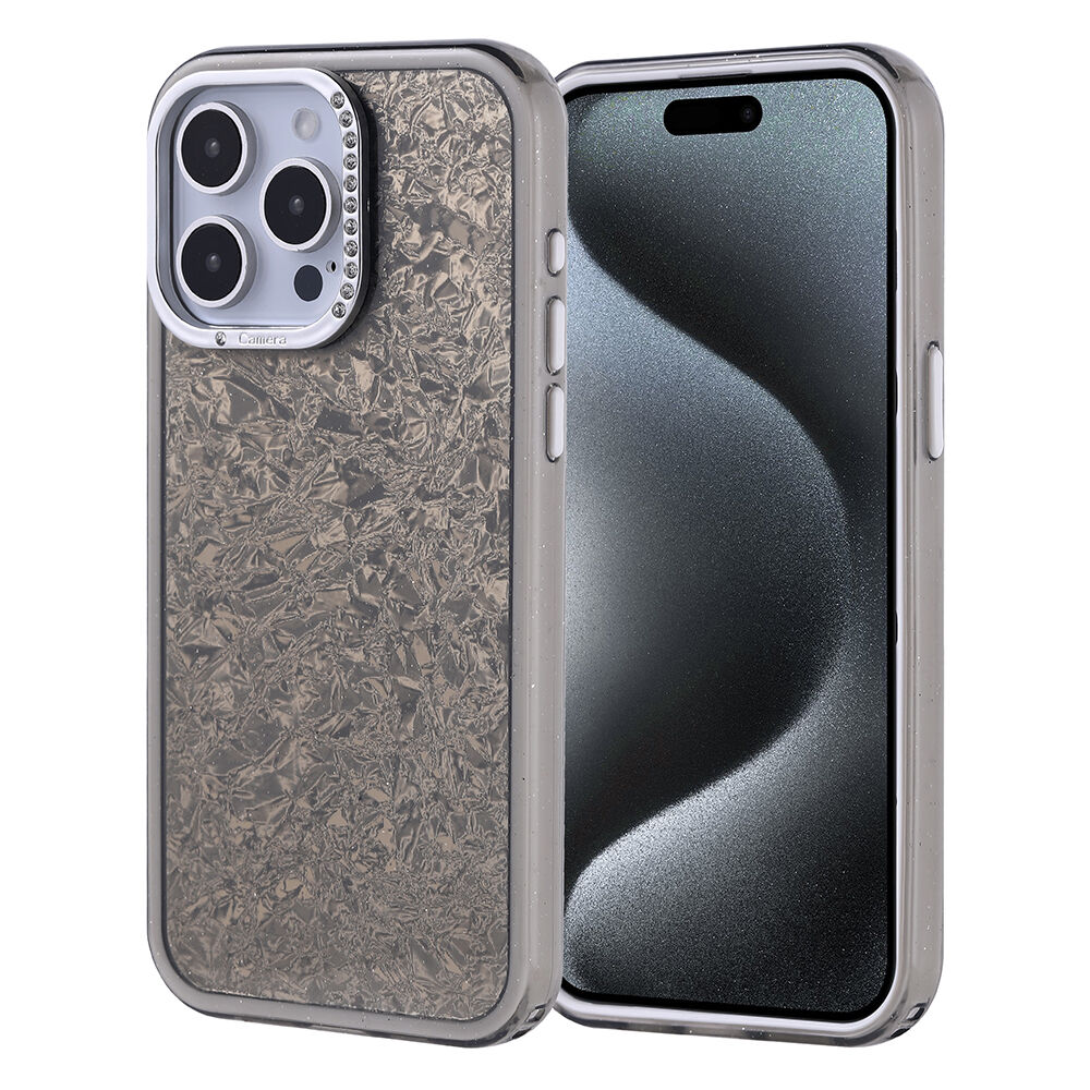 iPhone 15 Pro Max Kılıf Taşlı Tasarımlı Kapi Kapak Siyah