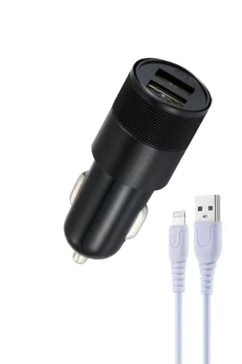 C03L Lightning 12W Tüm Araçlara Uyumlu Araba Çakmaklık Çift USB Girişli Oto Şarj Aleti Soketi