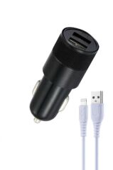 C03L Lightning 12W Tüm Araçlara Uyumlu Araba Çakmaklık Çift USB Girişli Oto Şarj Aleti Soketi