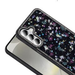 Samsung Galaxy A55 Kılıf Taşlı ve Simli Tasarım Azra Kapak