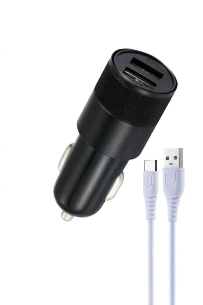 C03T Type-C 12W Tüm Araçlara Uyumlu Araba Çakmaklık Çift USB Girişli Oto Şarj Aleti Soketi