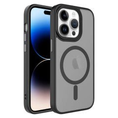 iPhone 13 Pro Max Kılıf Mat Arka Yüzey Wireless Şarj Özellikli  Flet Magsafe Kapak kılıf Koyu Yeşil