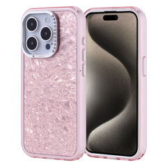 iPhone 15 Pro Kılıf Taşlı Tasarımlı Kapi Kapak Pembe