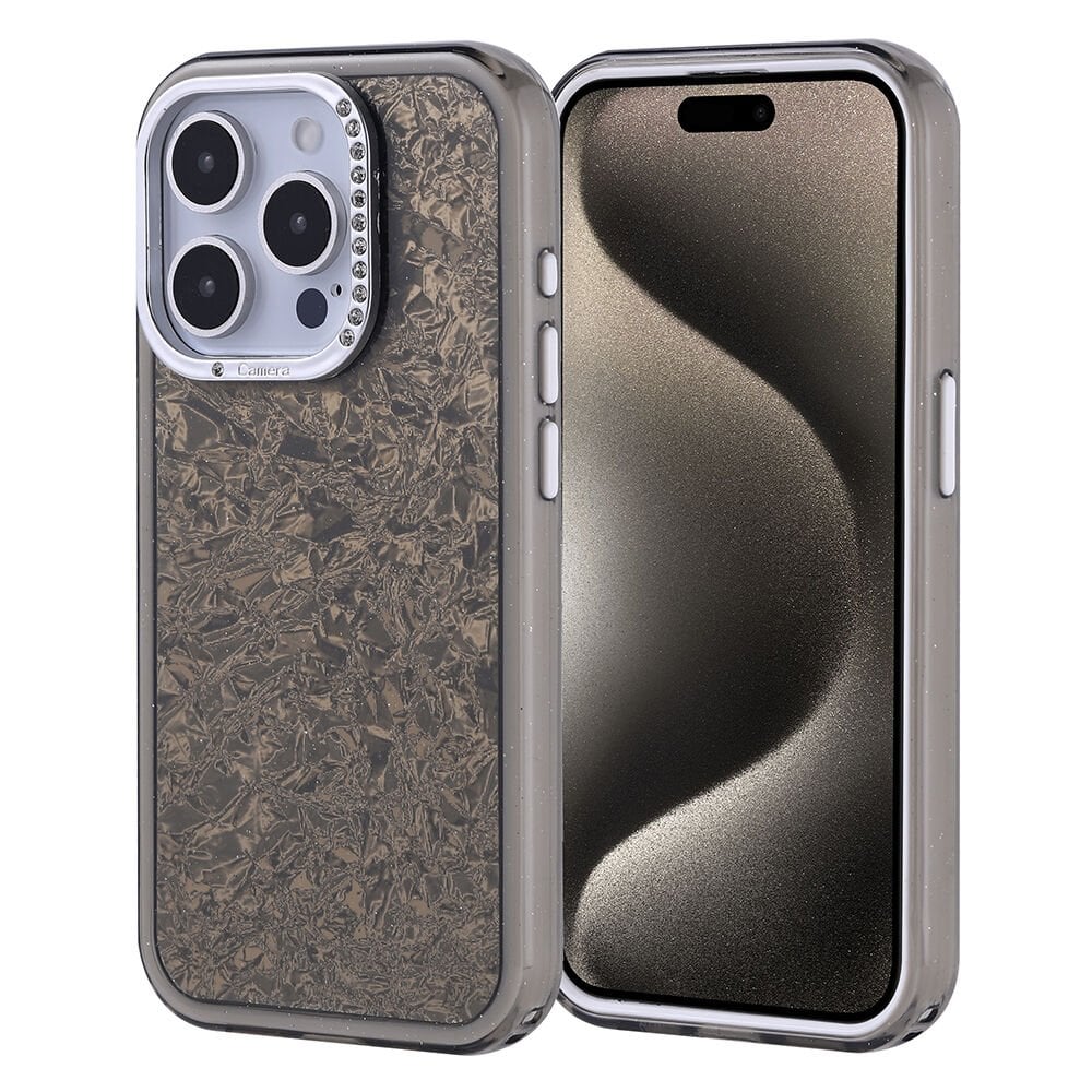 iPhone 15 Pro Kılıf Taşlı Tasarımlı Kapi Kapak Siyah