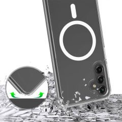 Samsung Galaxy S24 FE Kılıf Magsafe Şarj Özellikli Şeffaf Sert PC Embos Kapak