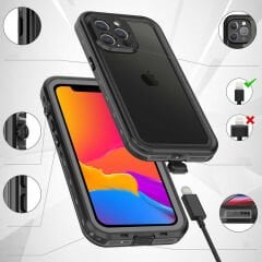 iPhone 13 Pro Max Kılıf 1-1 Su Geçirmez Kılıf Siyah