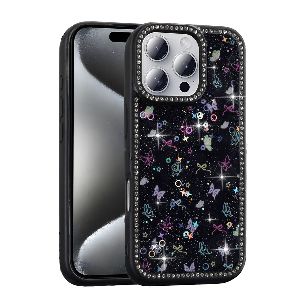 iPhone 16 Pro Max Kılıf Taşlı ve Simli Tasarım Azra Kapak