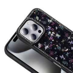 iPhone 16 Pro Max Kılıf Taşlı ve Simli Tasarım Azra Kapak