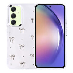 Samsung Galaxy A54 Kılıf Airbag Tasarımlı Simli Şeffaf Kutup Kapak Lale