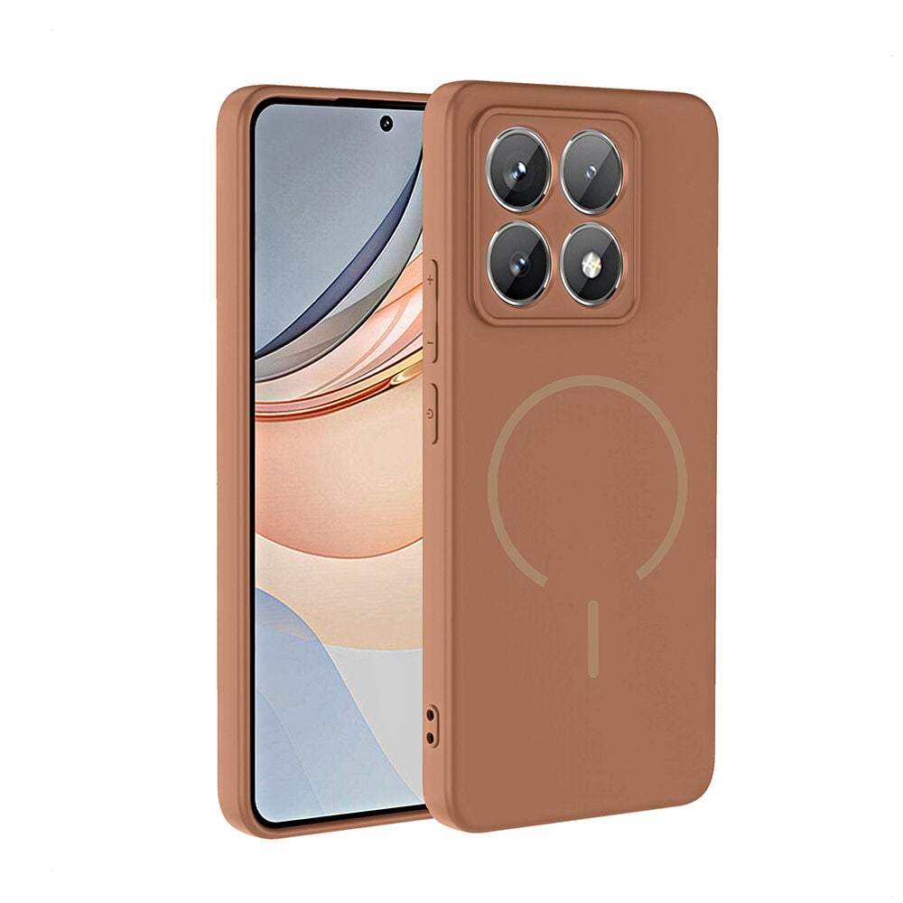 Xiaomi 14T Pro Kılıf Meta Lansman M-Safe Kamera Korumalı içi Kadife Yumuşak Renkli Süet Silikon Kahverengi