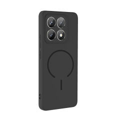 Xiaomi 14T Pro Kılıf Meta Lansman M-Safe Kamera Korumalı içi Kadife Yumuşak Renkli Süet Silikon Siyah