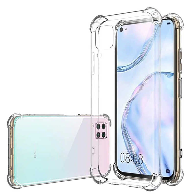 Huawei P40 Lite Kılıf Nitro Anti Shock Darbe Emici Köşe Korumalı Şeffaf Silikon Kapak Renksiz
