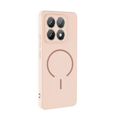 Xiaomi 14T Pro Kılıf Meta Lansman M-Safe Kamera Korumalı içi Kadife Yumuşak Renkli Süet Silikon Rose Pembe