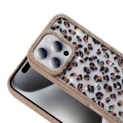 iPhone 16 Pro Kılıf Taşlı ve Simli Tasarım Azra Kapak