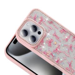 iPhone 16 Pro Kılıf Taşlı ve Simli Tasarım Azra Kapak