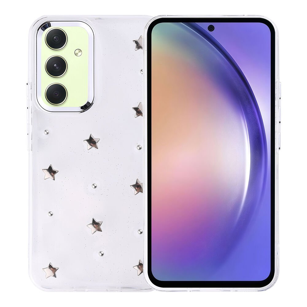 Samsung Galaxy A54 Kılıf Airbag Tasarımlı Simli Şeffaf Kutup Kapak Yıldız