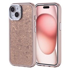 iPhone 15 Kılıf Taşlı Tasarımlı Kapi Kapak Gold