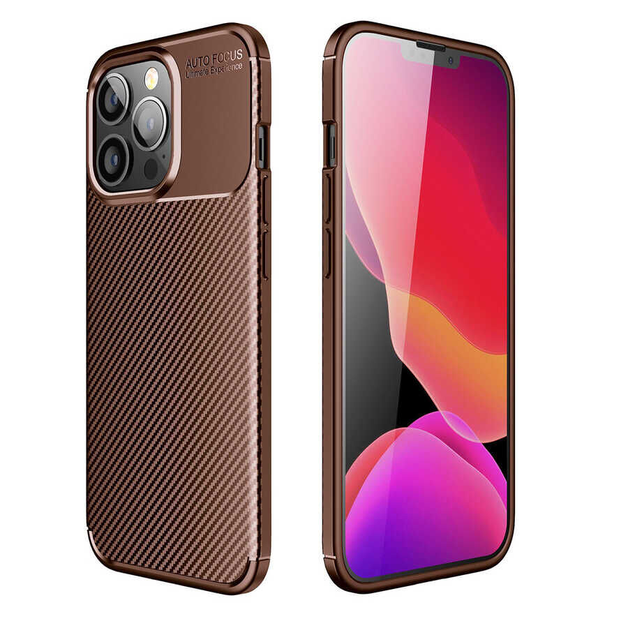 iPhone 13 Pro Max Kılıf Negro Silikon Kapak Kahverengi