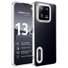 Xiaomi Mi 13 Pro Kılıf Kamera Korumalı Logo Gösteren Omega Kapak kılıf Gümüş