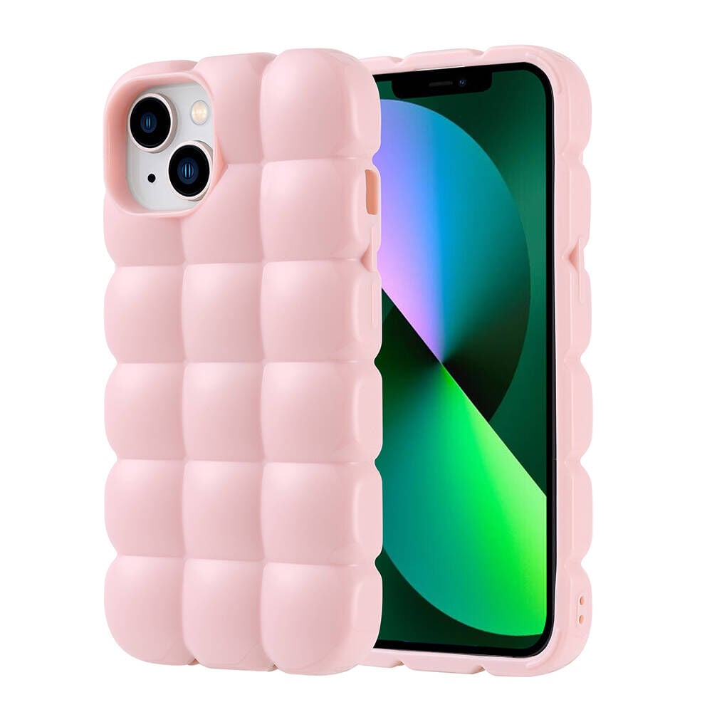 iPhone 14 Kılıf Parlak Esnek Silikon Dom Dom Kapak Pembe