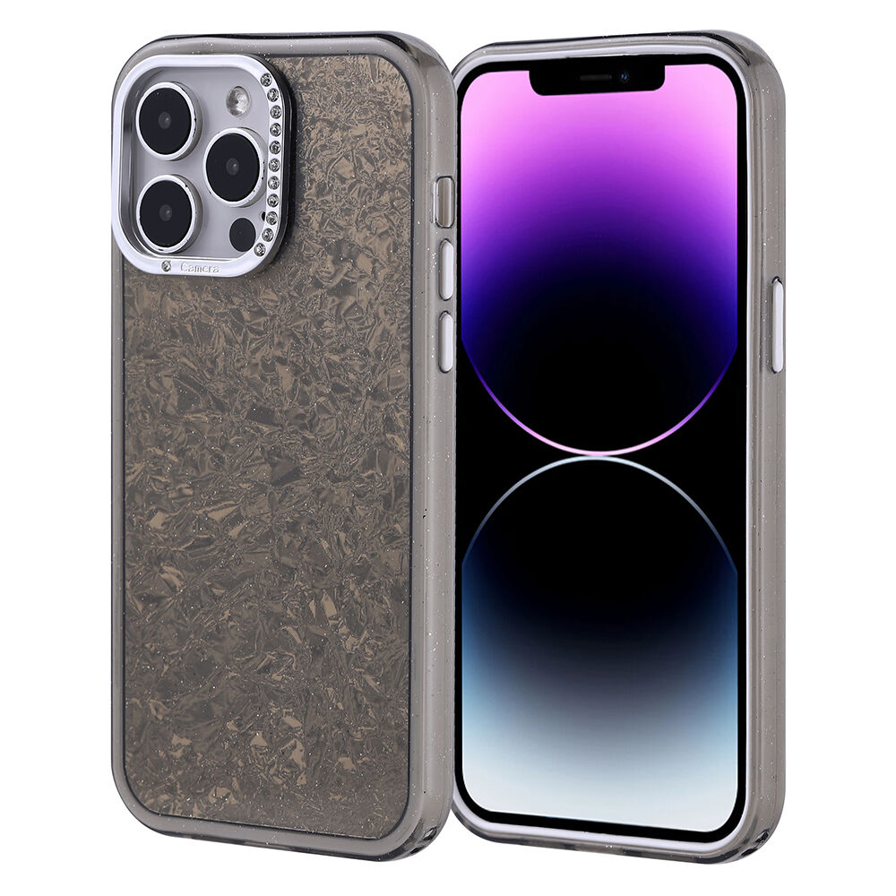 iPhone 14 Pro Max Kılıf Taşlı Tasarımlı Kapi Kapak Siyah