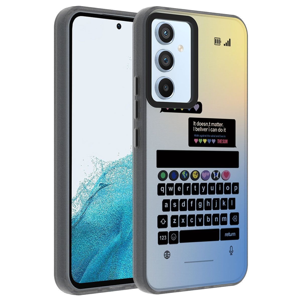 Samsung Galaxy A14 Kılıf Desenli Dragon Sert Kapak Kılıf Klavye