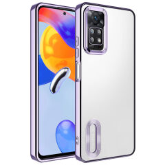 Xiaomi Redmi Note 12 Pro 4G Kamera Korumalı Logo Gösteren Omega Kapak kılıf Derin Mor