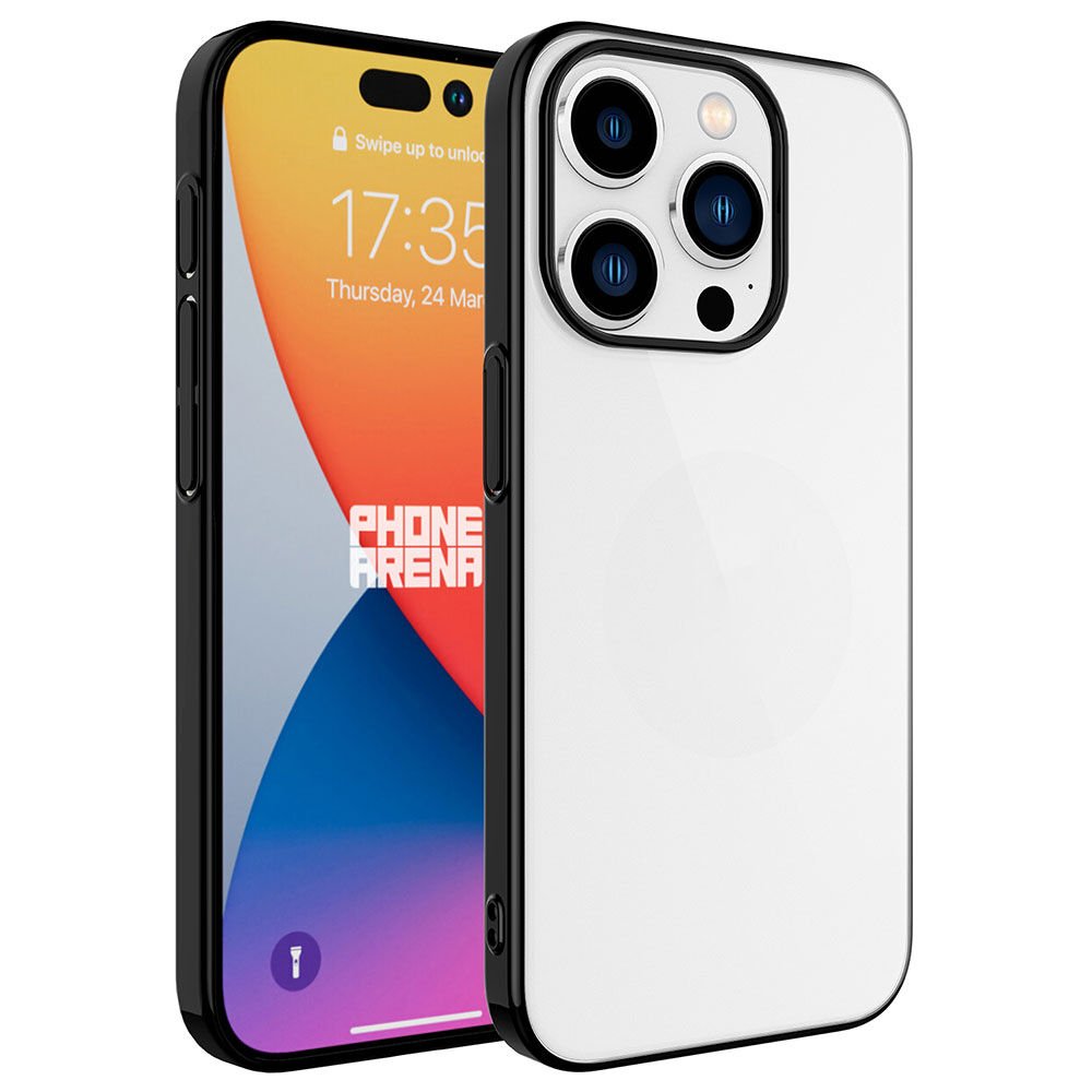 iPhone 15 Pro Max Kılıf Sert PC Renkli Çerçeveli Riksos Kapak Siyah