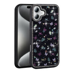 iPhone 16 Kılıf Taşlı ve Simli Tasarım Azra Kapak