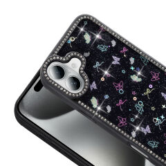 iPhone 16 Kılıf Taşlı ve Simli Tasarım Azra Kapak