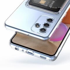 Samsung Galaxy A14 Kılıf Kartlıklı Şeffaf Setra Clear Silikon Kapak Kılıf