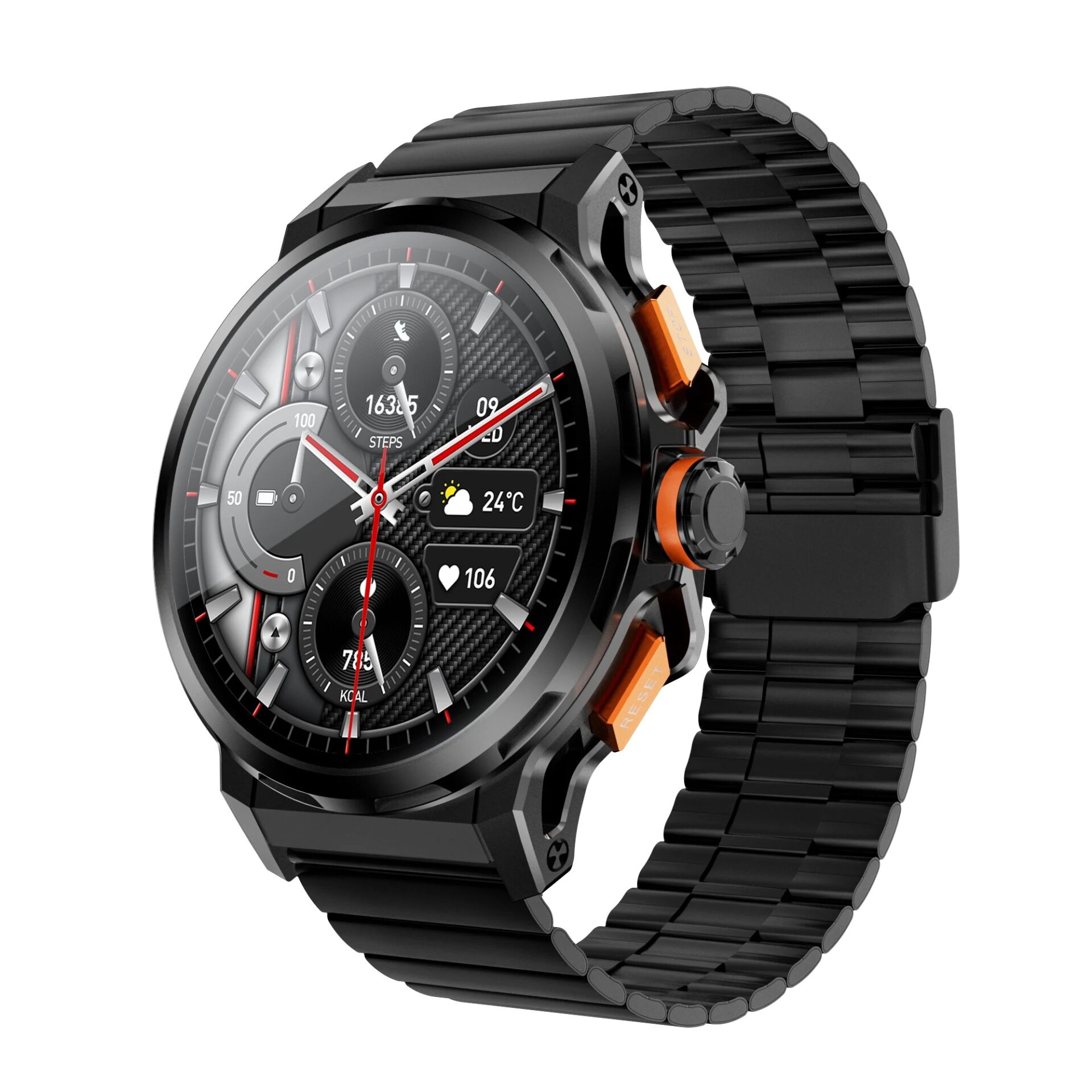 SK43 Sports Watch Series Amoled Ekran 3 Kordonlu Akıllı Saat– iPhone & Android Uyumlu,48 mm Siyah