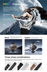 SK43 Sports Watch Series Amoled Ekran 3 Kordonlu Akıllı Saat– iPhone & Android Uyumlu,48 mm Siyah