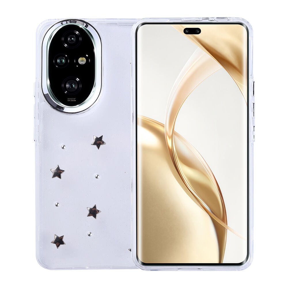 Honor 200 Pro Kılıf Airbag Tasarımlı Simli Şeffaf Kutup Kapak Yıldız