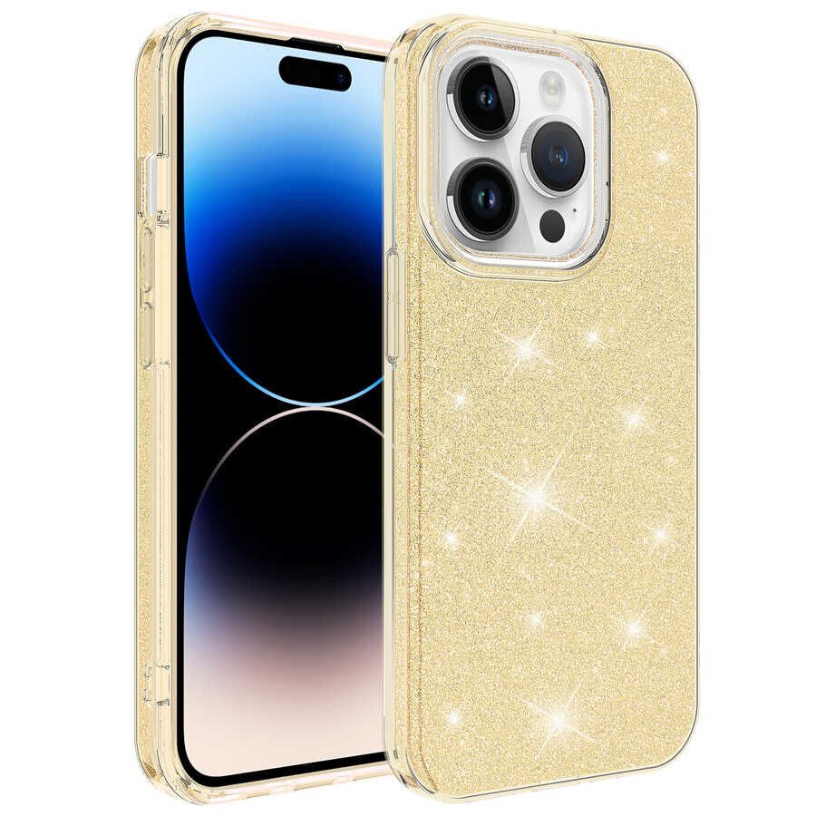 iPhone 14 Pro Max Kılıf Shining Silikon Gold
