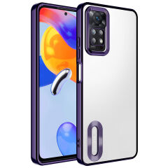 Xiaomi Redmi Note 12 Pro 4G Kamera Korumalı Logo Gösteren Omega Kapak kılıf Derin Mor