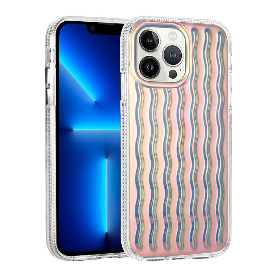iPhone 14 Pro Max Kılıf Kabartmalı Dalga Tasarımlı Silikon  İsmira Kapak