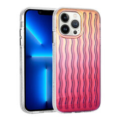 iPhone 14 Pro Max Kılıf Kabartmalı Dalga Tasarımlı Silikon  İsmira Kapak