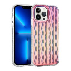 iPhone 14 Pro Max Kılıf Kabartmalı Dalga Tasarımlı Silikon  İsmira Kapak